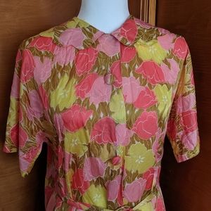 60s Floral Tulip Shirt Dress